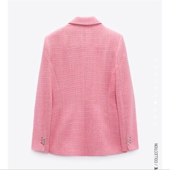 Zara Blogger’s Fave Double Breasted Textured Weave Pink Blazer Size S - Picture 8 of 15